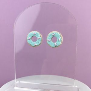 Sprinkle Donut Design Handmade Polymer Clay Stud Earrings Lightweight